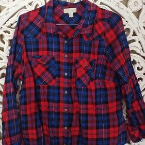 Lightweight Plaid Button-Up